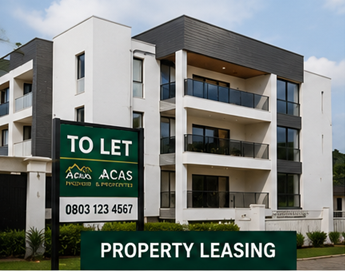 Property leasing — an ACAS Homes & Properties "To Let" sign outside an apartment block