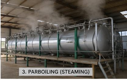 Step 3 — parboiling and steaming the rice